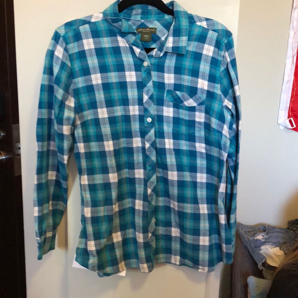 Blue and white checkers flannel.